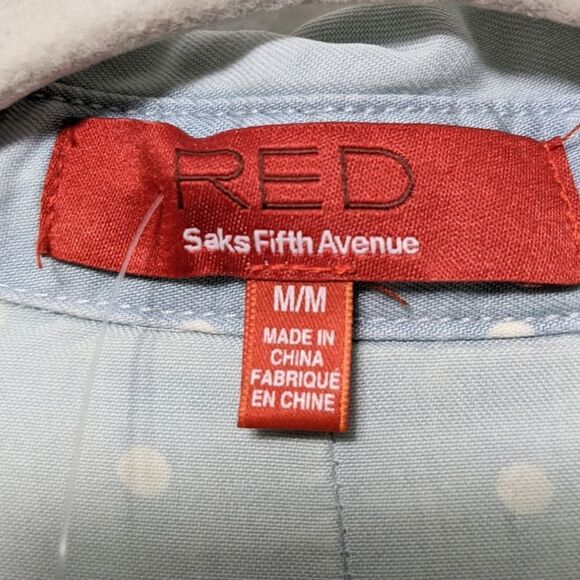 NWT RED SAKS FIFTH AVENUE Chambray Tencel Polka Dot Button Up Shirt M - Picture 4 of 8